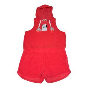 NWT Miken Mermaids Girls XL Terry Hoodie Romper Cover Up Neon Pink Tassels Beach